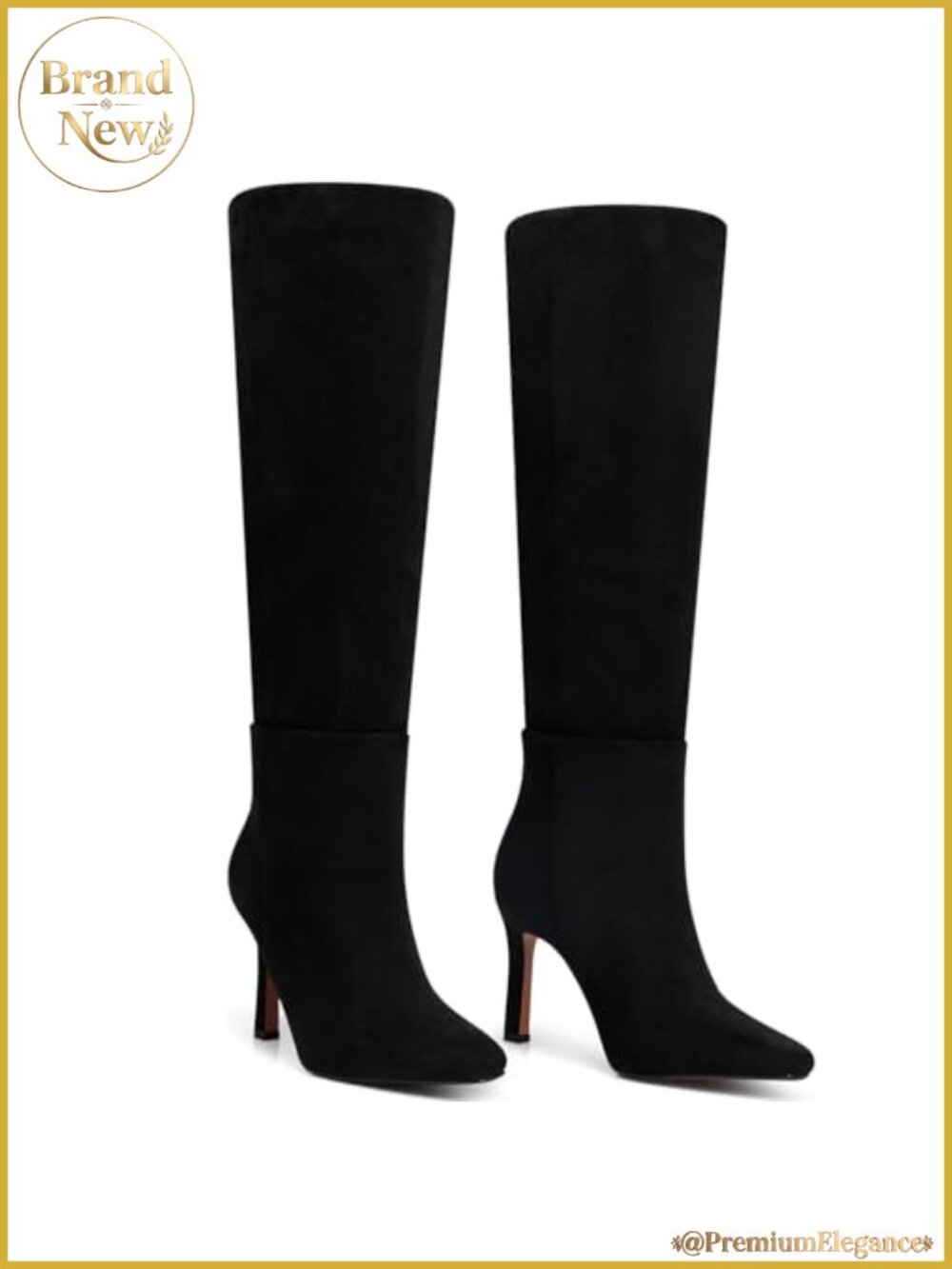 Womens Knee High Boots 3.54 in Stiletto Heel Wide Calf Tall Boot Waterproof